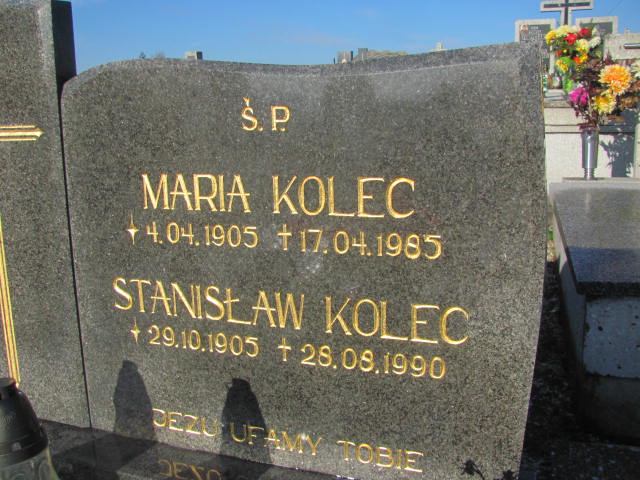 Maria Kolec 1905 Woźniki - Grobonet - Wyszukiwarka osób pochowanych